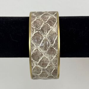 Vintage Talbots Gold Tone Grey Snakeskin Magnetic Cuff Bracelet